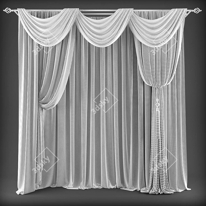 Elegant Sheer Curtains: Polys - 225004, Verts - 229281 3D model image 2