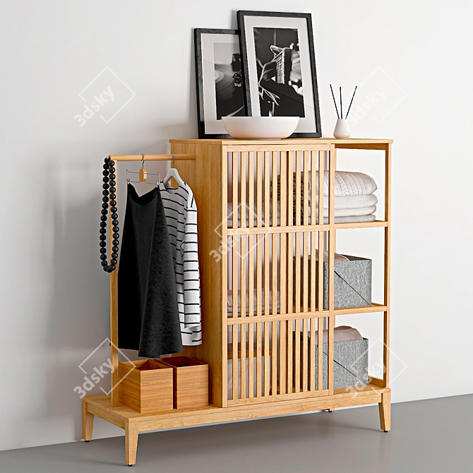 Nordkisa Bamboo Sliding Wardrobe 3D model image 1