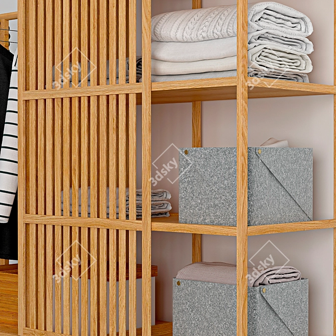 Nordkisa Bamboo Sliding Wardrobe 3D model image 4