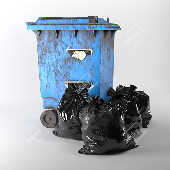 197K Poly Garbage Bin 1: Hires Renders, Turning-Table Preview 3D model image 3