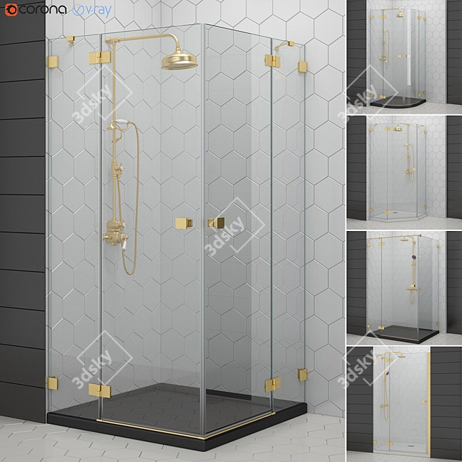 Radaway Essenza Gold Shower Enclosures 3D model image 1