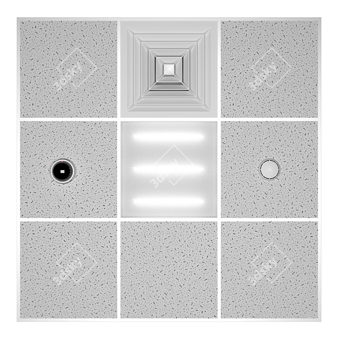 Armstrong Ceiling with LED Lights, Camera, and Ventilation 3D model image 2