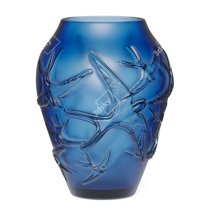Lalique Hirondelles Crystal Vase: Elegant & Golden 3D model image 4