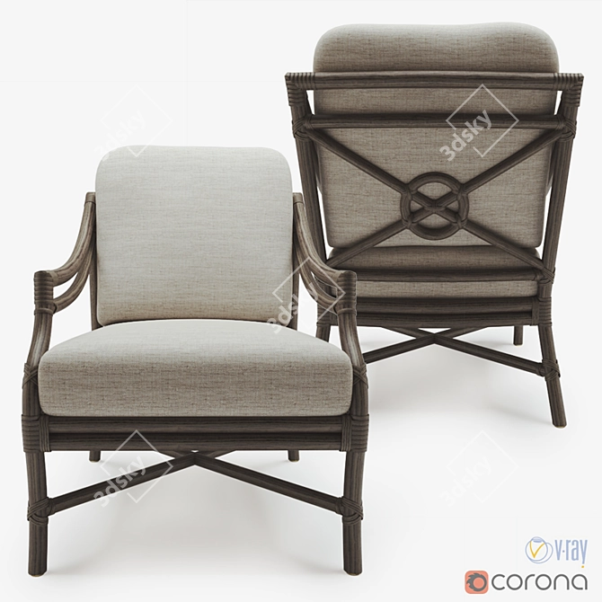 McGuire Rattan Target Chair: Timeless Elegance for Any Space 3D model image 2