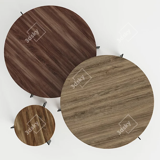 Sleek Oak Coffee & Side Table 3D model image 2