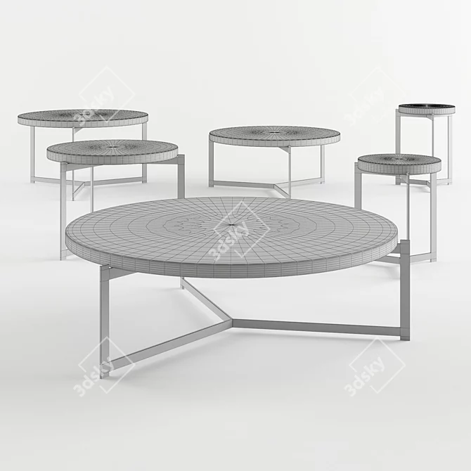 Sleek Oak Coffee & Side Table 3D model image 3