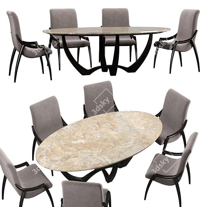 Bizzotto Symphony Oval Table & Chair 3D model image 1