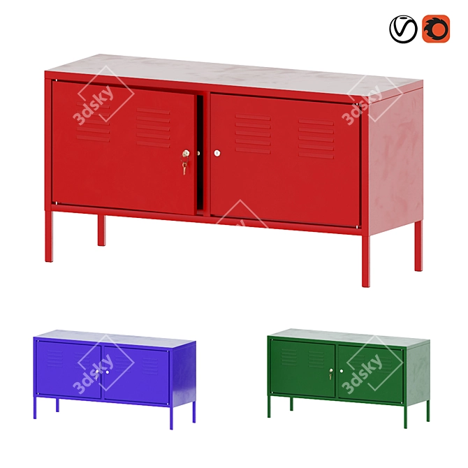  Versatile IKEA PS Cabinet: Blue, Green, Red (119x40x63 cm) 3D model image 1
