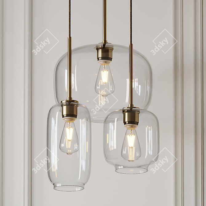 Mid Century Glass Jar Pendant 3D model image 1