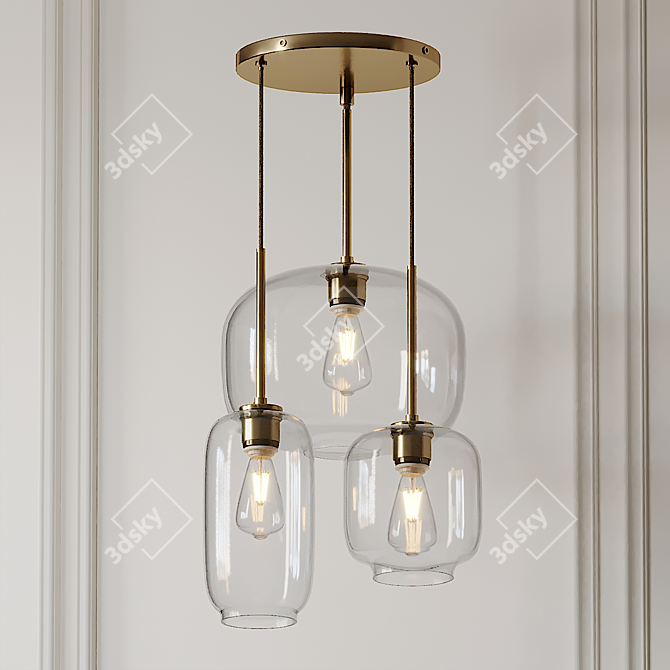 Mid Century Glass Jar Pendant 3D model image 3