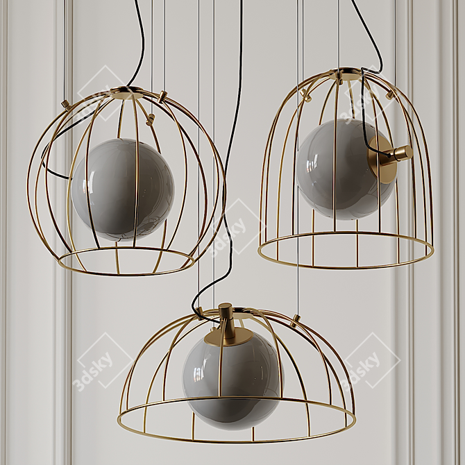 Golden Cage Pendant: Mid Century Modern 3D model image 1