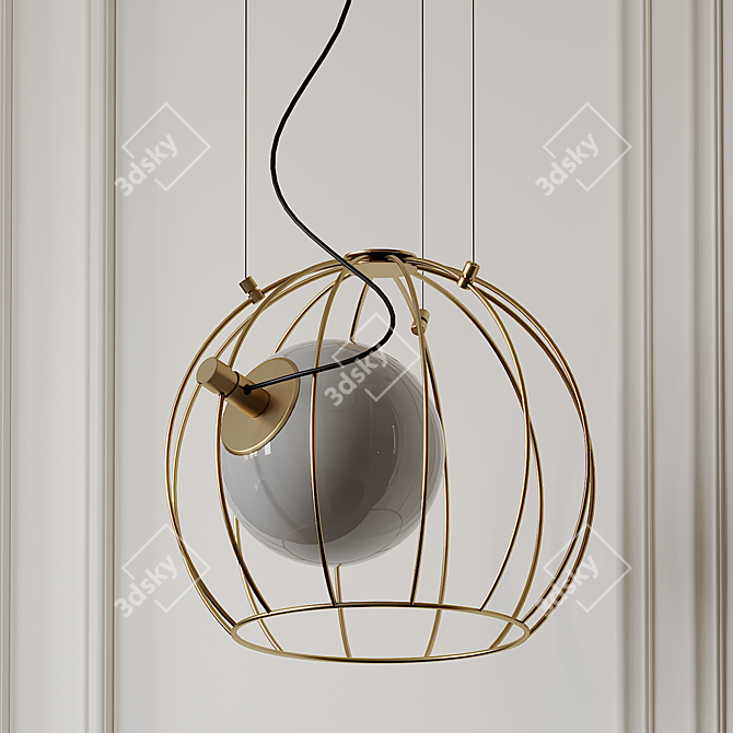 Golden Cage Pendant: Mid Century Modern 3D model image 3