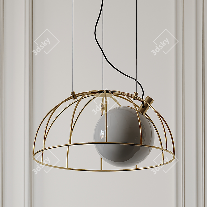 Golden Cage Pendant: Mid Century Modern 3D model image 4