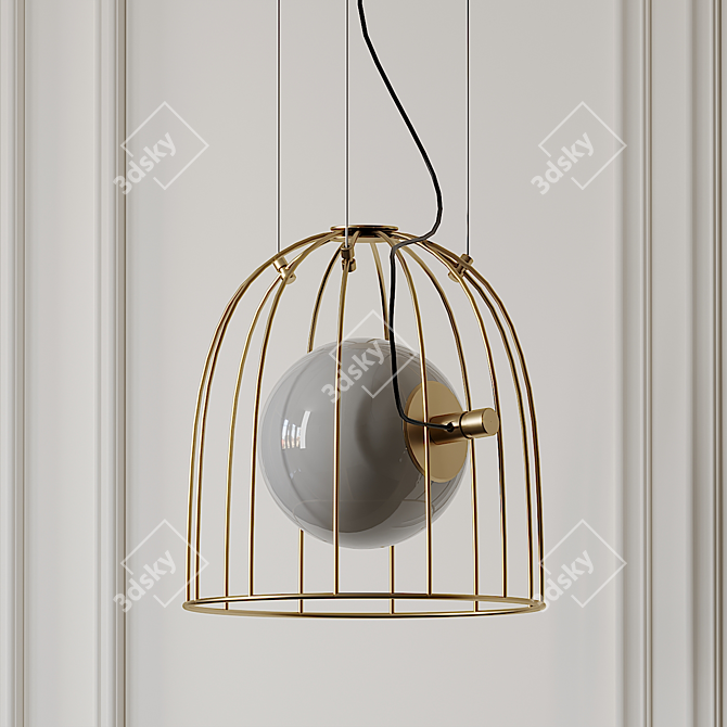 Golden Cage Pendant: Mid Century Modern 3D model image 5