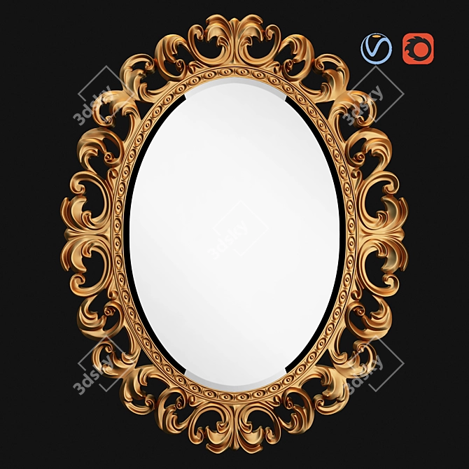 Title: Daisy Gold Mirror - Classic Art Piece 3D model image 1