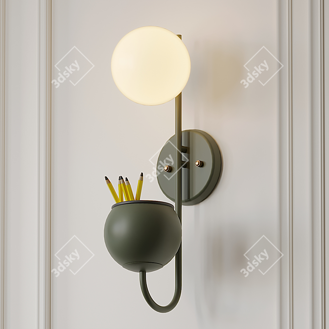 Chic Opal Globe Wall Sconce - Modern Elegance 3D model image 1