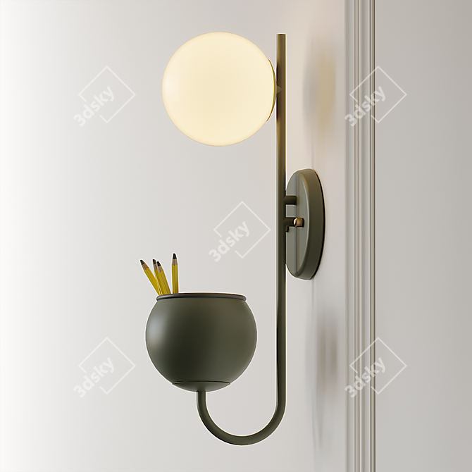 Chic Opal Globe Wall Sconce - Modern Elegance 3D model image 2