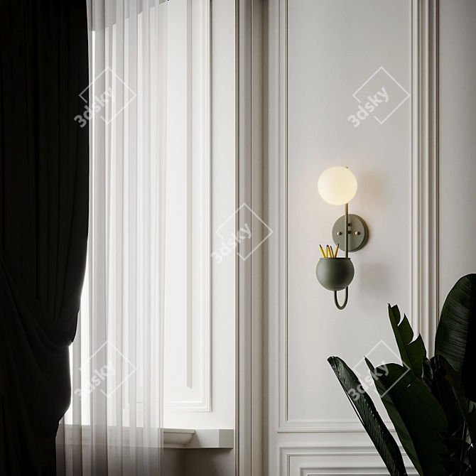 Chic Opal Globe Wall Sconce - Modern Elegance 3D model image 4