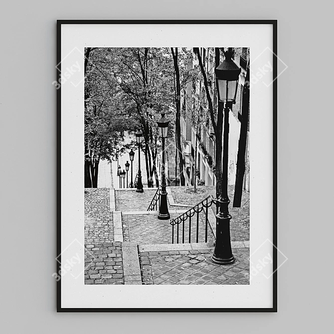 Monmartre Stairs: A Scenic Climb 3D model image 1