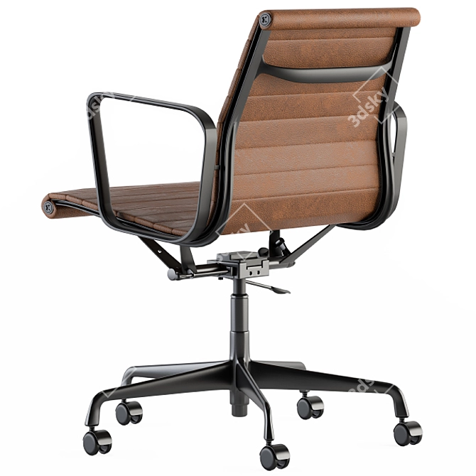 Premium Short Leather Office Chair 3D model image 4