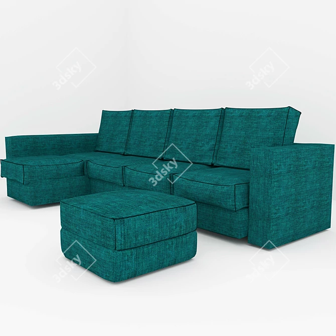 Emerald Corner Sofa with Ottoman 3D model image 1