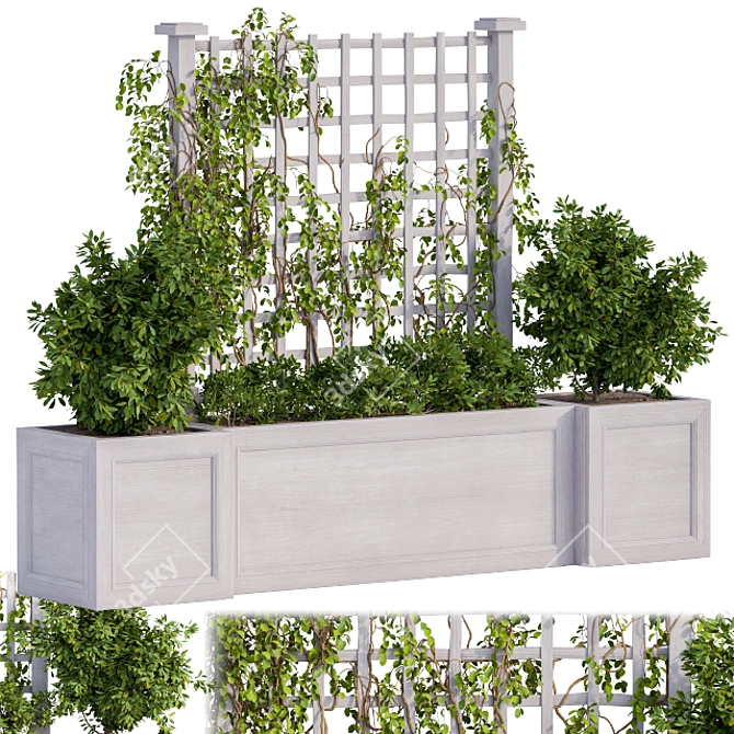 Ivy and White Fence Outdoor Plants 3D model image 1