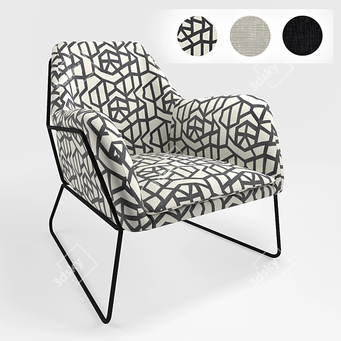 Monochrome Print Industrial Armchair 3D model image 1