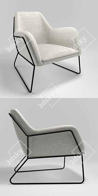 Monochrome Print Industrial Armchair 3D model image 2