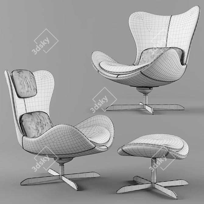 Lazy Swivel Armchair: Sleek Comfort & Style 3D model image 3