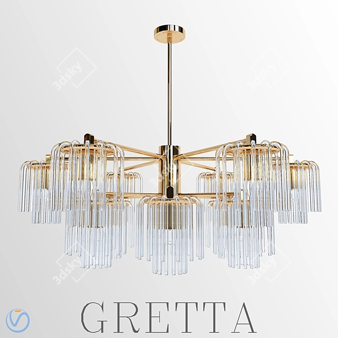 Sleek Gretta 12-Light Linear Chandelier 3D model image 1