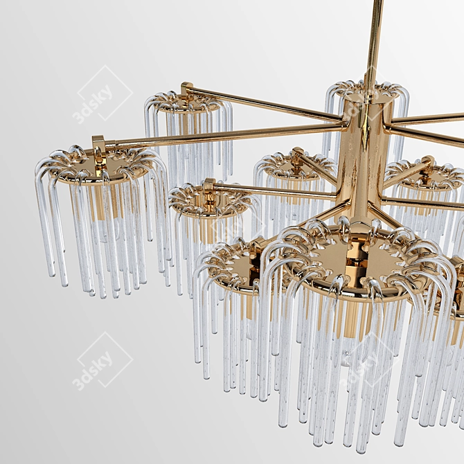 Sleek Gretta 12-Light Linear Chandelier 3D model image 2