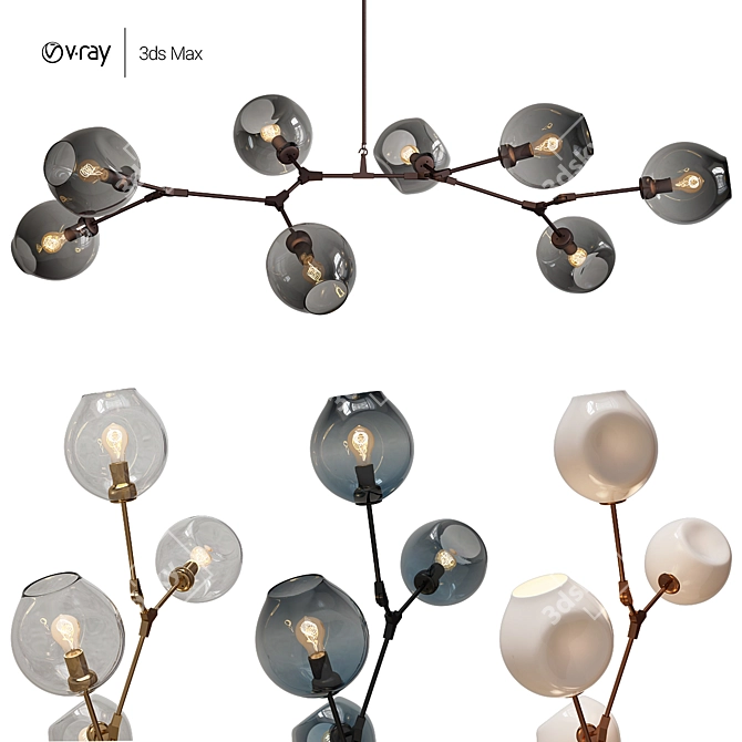 Title: Branching Bubbles Pendant Light 3D model image 1