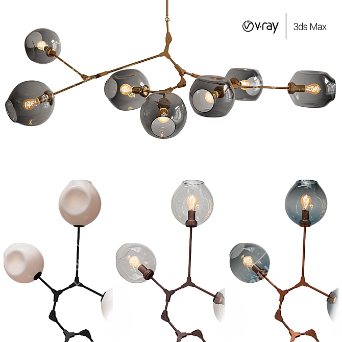 Branching Bubbles Ceiling Light 3D model image 1