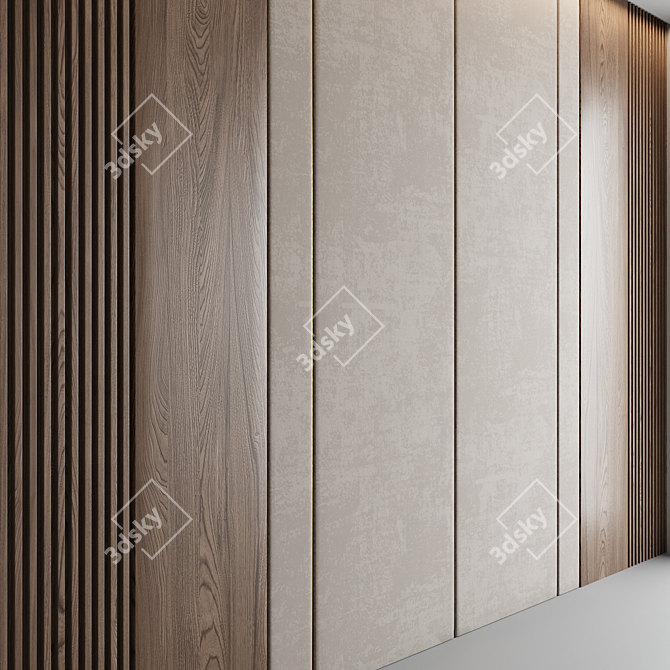Luxury Wood Veneer Panel Set 3D model image 2