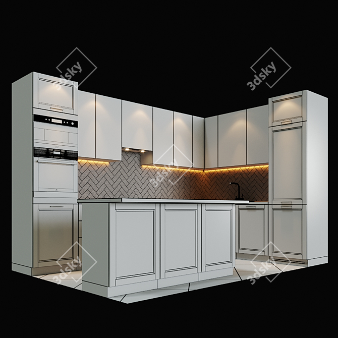 Sleek Kitchen Set 3D model image 3