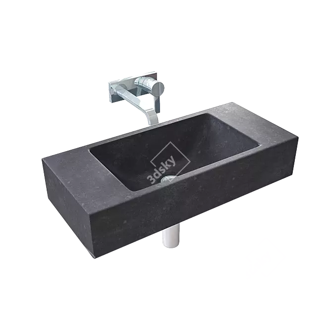 Compact Concrete Sink "Aron" - Modern, Stylish & Space-Saving 3D model image 1