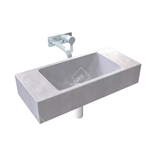 Compact Concrete Sink "Aron" - Modern, Stylish & Space-Saving 3D model image 4