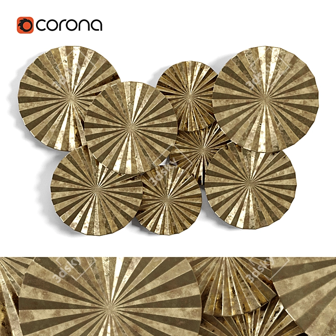 Modern Gold Fan Metal Wall Art 3D model image 1