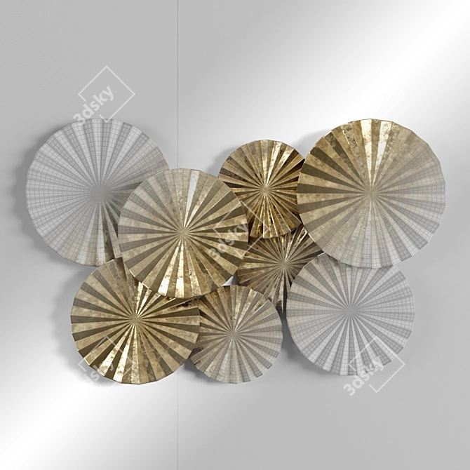 Modern Gold Fan Metal Wall Art 3D model image 3