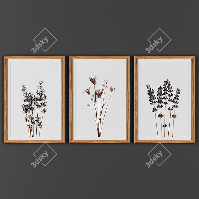 Wooden Frame Picture Set 3D model image 1