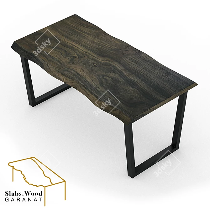 Natural Wood Slab Table 3D model image 2