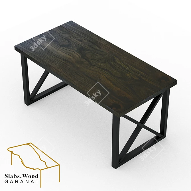 Karagach Wood Slab Table - Natural Edge 3D model image 3