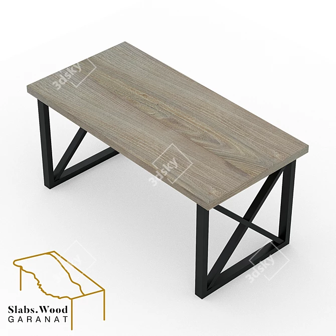 Karagach Wood Slab Table - Natural Edge 3D model image 4