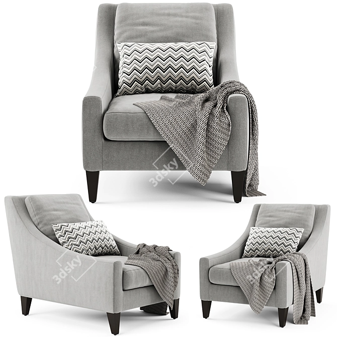 Elegant Pottery Barn Aiden Armchair 3D model image 2