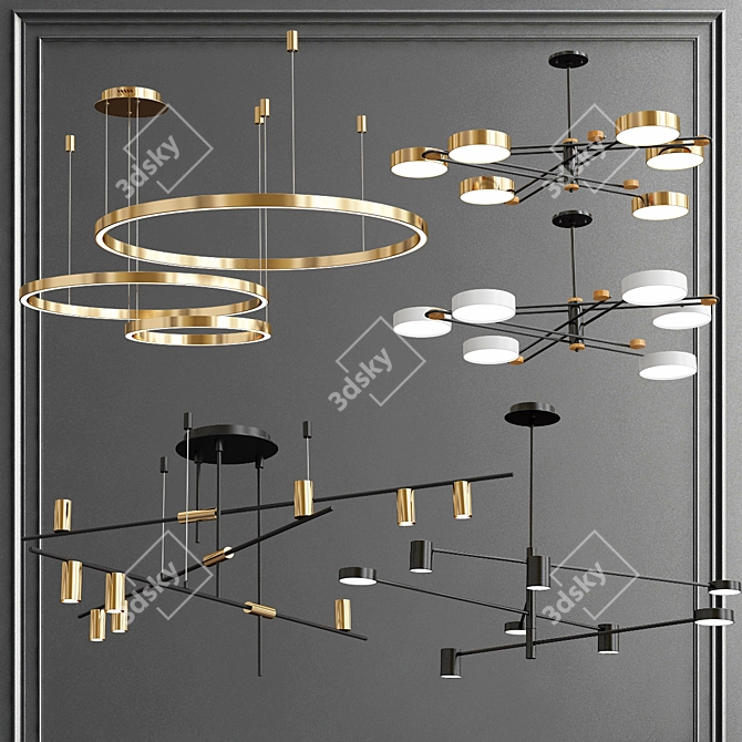 Sleek & Chic Chandelier Collection 3D model image 1