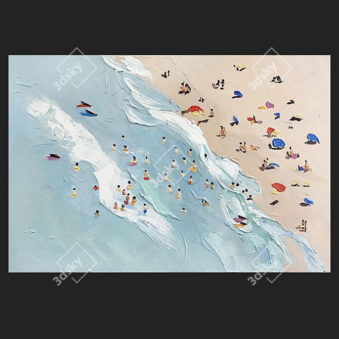 Coastal Bliss: Textured Beach Painting 3D model image 1