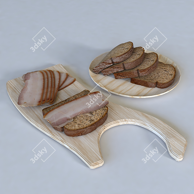 Savory Bread and Bacon 3D model image 1