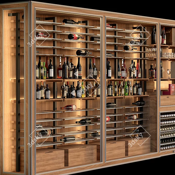 Sleek Wine Cabinet with V-Ray Rendering 3D model image 2