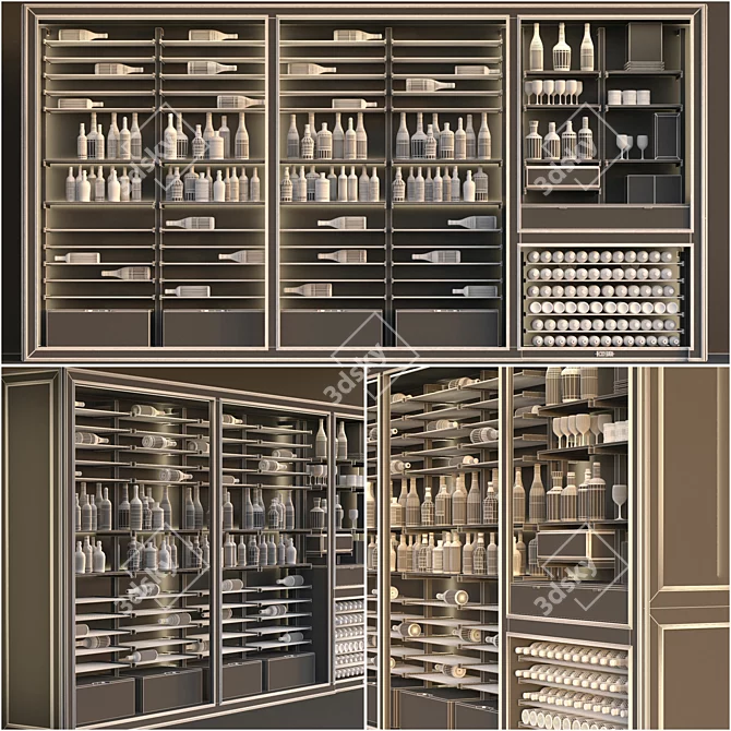 Sleek Wine Cabinet with V-Ray Rendering 3D model image 4