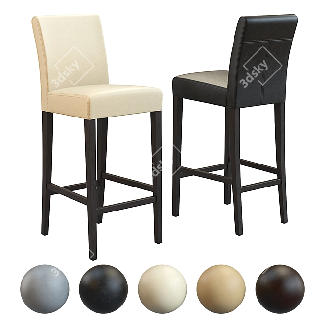 Luxe Leather Bar Stool: Subdividable Model 3D model image 1